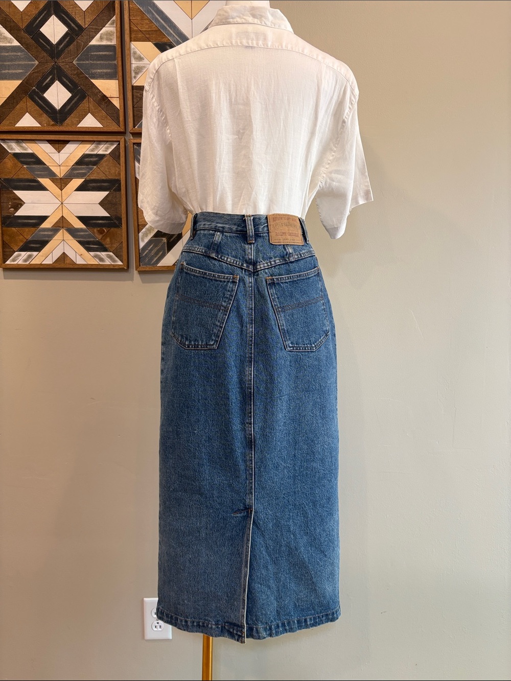 Vintage Ralph Lauren Country 90s Long Denim Blue Jean Skirt size 8 - Picture 9 of 14